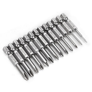 Broppe 13pcs 50mm Magnetic Long Hex Shank Cross Head Screwdriver Bits