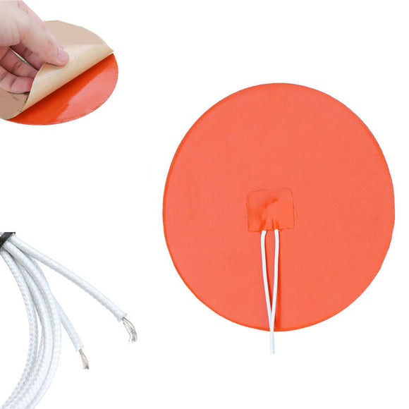 80mm/150mm 24V 150W Round Circle Flexible 3D Printer Silicone Heated Bed Heating Pad w/Thermistor &Glue Backing