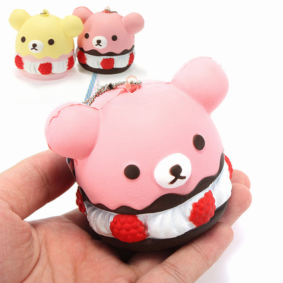 Squishy Bear Bear Ice Cream Cup Cake Soft Slow Rising With Ball Chain Tag Collection Gift Decor Toy