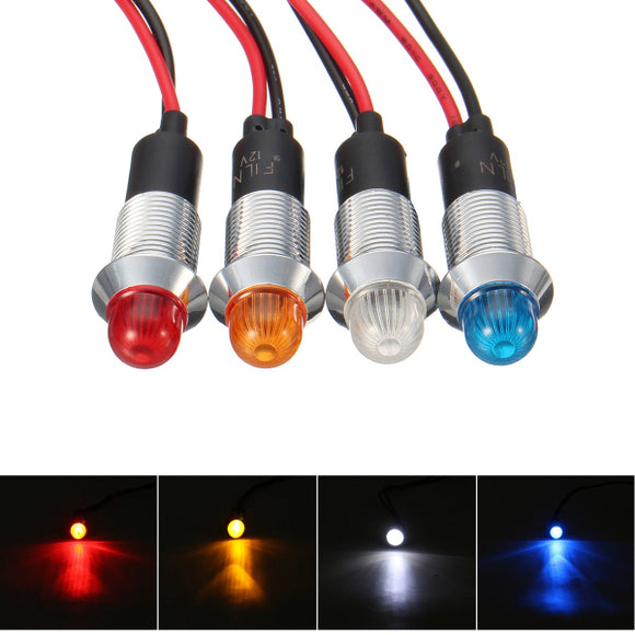 12V 24V 12mm LED Dashboard Pilot Panel Indicator Warning Light Car Boat