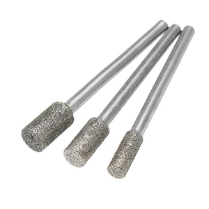 3pcs 80 Grit 3mm Shank Diamond Burr Grinding Head Rotary Tool Accessory