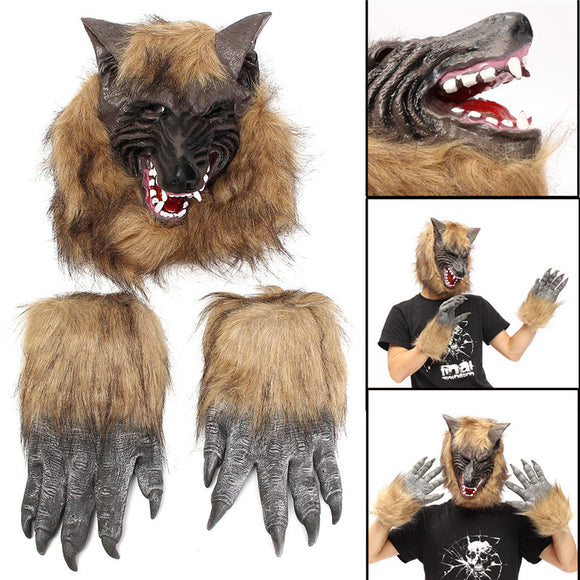 Halloween Party Home Decoration The Werewolf's Head Glove Animal Mask Headgear Props Toys