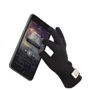 iwinter Winter Autumn Men Bike Knitted Gloves Touch Screen Male Thicken Warm Wool Cashmere Solid Gloves