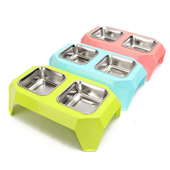 Stainless Steel Double Pet Bowl Food Water Feeder for Dog Puppy Cats Pets Supplies Feeding Dishes