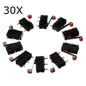 30Pcs KW12-3 Micro Limit Switch With Roller Lever 5A 125V Open/Close Switch