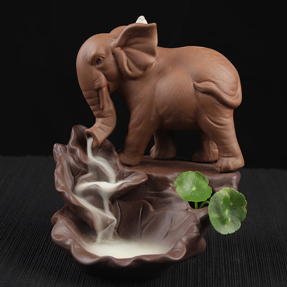 Elephant Backflow Incense Burner Holder Censer Ceramic Home Decorations