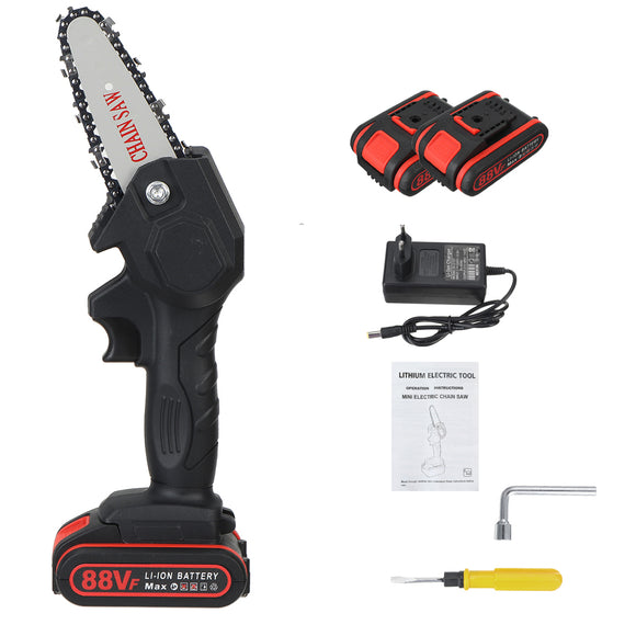 88VF Cordless Electric One-Hand Saw Chain Saw Woodworking Tool W/ 2pcs Battery