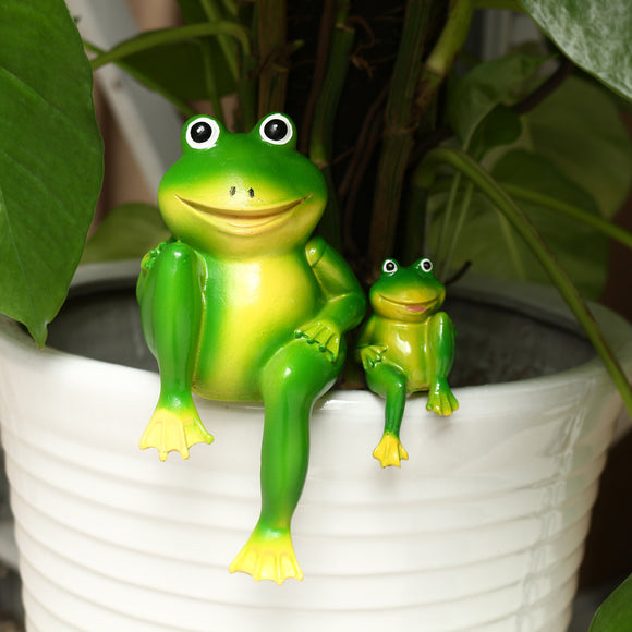 Resin Sitting Frogs Statue Outdoor Frog Sculpture Garden Decorations Ornaments