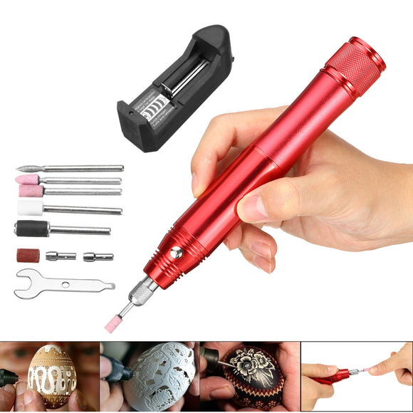 Mini Wireless Electric Engraving Pen Portable Nail Polisher Grinder Drill Machine with 5 Grinding Heads