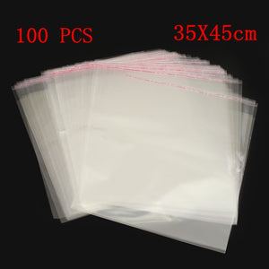 100Pcs 35x45cm Opp Plastic Bags Transparent Self Adhesive Cellophane Opp Bags