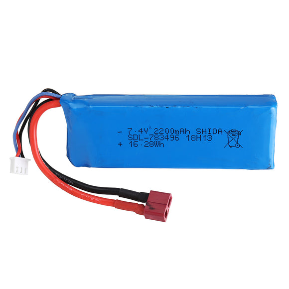 Wltoys 7.4V 2200mAh 20C 2S T Plug Lipo Battery for 10428 10428A/B/C/A2/B2/C2 K949 Rc Car