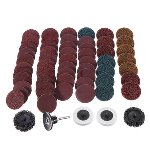 60pcs 50mm Mix Sanding Disc Set 2 Inch Roll Lock Surface Coarse Sandpaper Pad with Holder