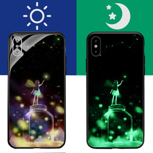 Bakeey 3D Night Luminous Tempered Glass Protective Case for iPhone X