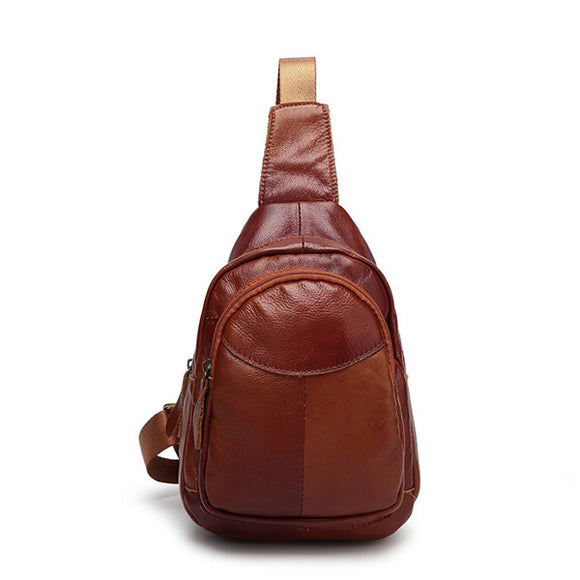 Women Men Genuine Leather Chest Bag Durable Vintage Multi Pocket Shoulderbags Crossboby Bag