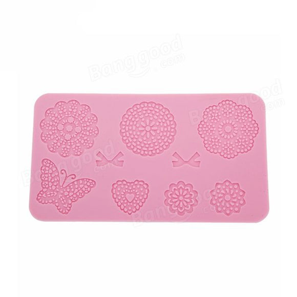 Fondant Cake Silicone Lace Mold Decoration Butterfly Bows Flowers Creative Baking Tool