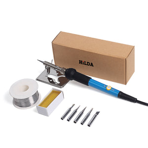 HILDA 220V 60W Electric Adjustable Temperature Solder Iron Stand Solder Wire Tool Kit EU Plug