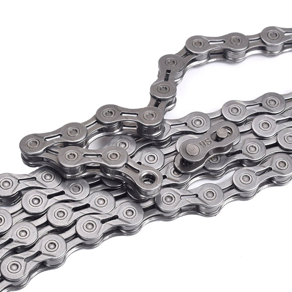 BIKIGHT 116 Link 9 Speed Bicycle Chain Silver Plating Hollow with Original Magic Buckle Bicycle P