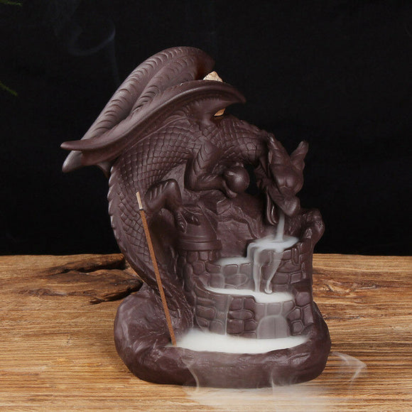 Ceramic Dragon Handicraft Backflow Censer/Holder Incense Burner Home Decor