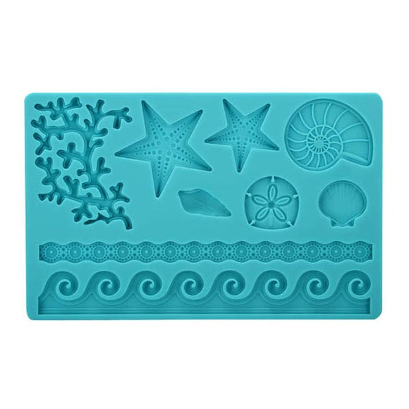 Silicone Adorable Coral Starfish Shell Ocean Embossing Cake Mold Mould Kitchen Tool