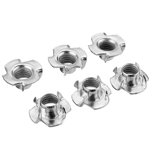 50Pcs Suleve CSTN2 Four Prong T Nut Insert Carbon Steel Zinc Plated For Wood M3/M4/M5/M6/M8/M10/M12