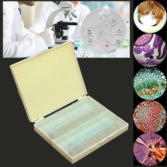 100pcs Glass Prepared Basic Science Microscope Slides Sample Biology Pathology Study Kit