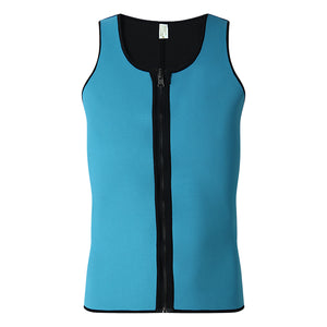 Men Ultra Sweat Compressing Neoprene Zipper Sports Vest Tank Top Training Corsets Bodysuit