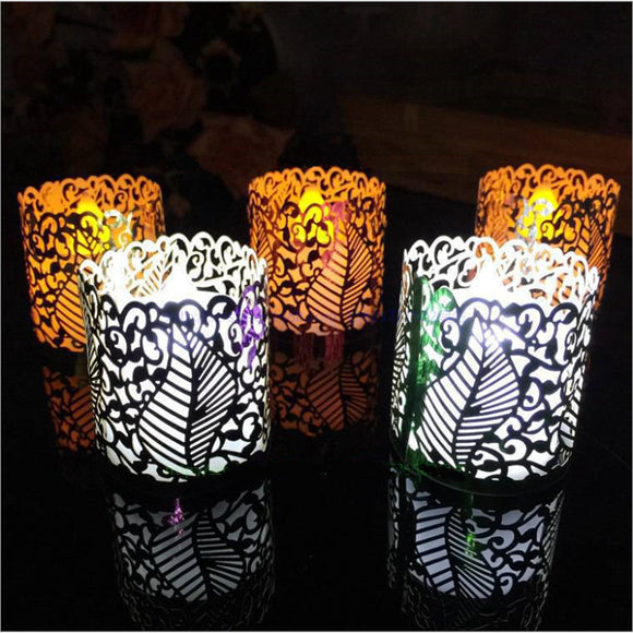 6PCS DIY Tea Light Candle Holders Lampshade Votive Wedding Party Table Decor Vintage Paper