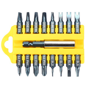 BROPPE 17Pcs 1/4 Hex Shank Screwdriver Bits Set Square Phillips Slotted U Screwdriver Bits