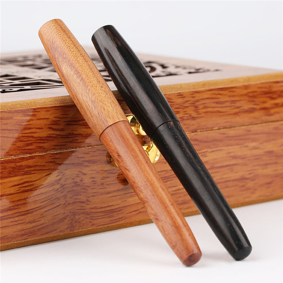 DELIKE 0.38mm Handmade Redwood Fountain Pen Extra Fine Nib Business School Office Stationery