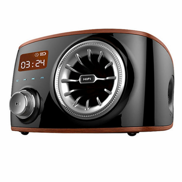 HiFi Retro Wireless bluetooth Speaker Portable Alarm Clock FM Radio AUX TF Card 2000mAh Speaker