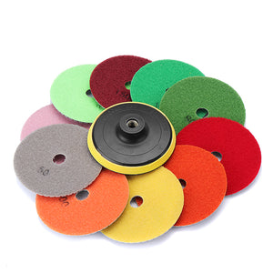 11pcs 4 Inch 50-3000 Grit Wet/Dry Diamond Polishing Pad Granite Marble Concrete Stone Kit