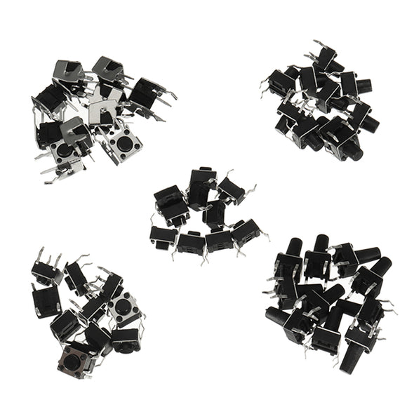 250pcs 5 Values Commonly Used Tact Switch Button Pack 50pcs Each Value