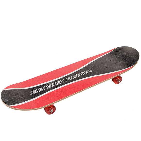 Ferrari FBW19 Skateboard  Wood Board Beginner Double Kick PVC Wheel Skate Board