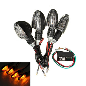 4pcs Motorcycle 10 LED Indicator Turn Signal Amber With Flasher Relay