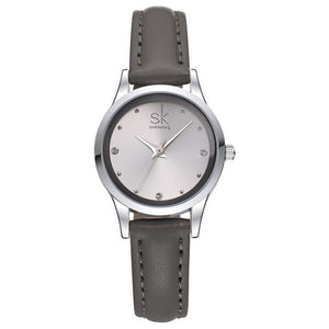 SK K0008 Elegant Women Watches Ladies Quartz Watch Thin Leather Strap Waterproof Dress Watches