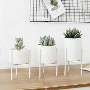 White Ceramic Flower Pot Plant Succulent Nordic Rack Display Stand Holder Hydroponic Planter Decor