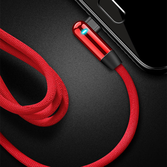 CAFELE Nylon Weave L-type Type-C 2.1A LED Lighting Fast Charging Data Cable for Samsung Xiaomi