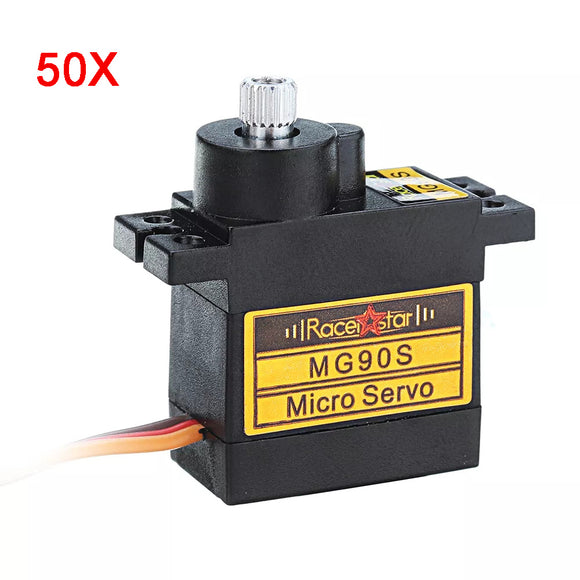 Wholesale 50PCS Racerstar MG90S 9g Micro Metal Gear 180 Analog Servo For 450 RC Helicopter RC Car Boat Robot