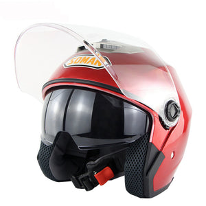 Motorcycle Scooter Half Face Helmet Dual Lens Riding Protective Breathable Anti-UV