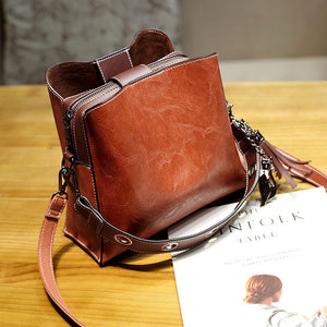 Women Vintage Faux Leather Crossbody Bag Shoulder Bags Bucket Bag Crossbody Bag