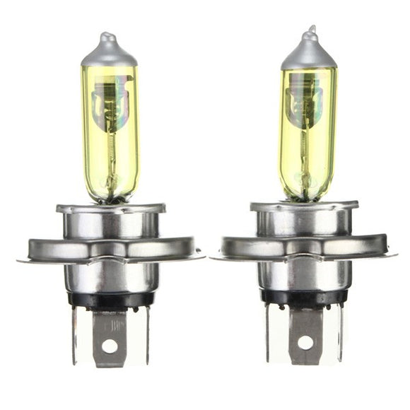 A Pair of H4 HID Xenon Light Bulbs Lamps DC12V Yellow 3000K