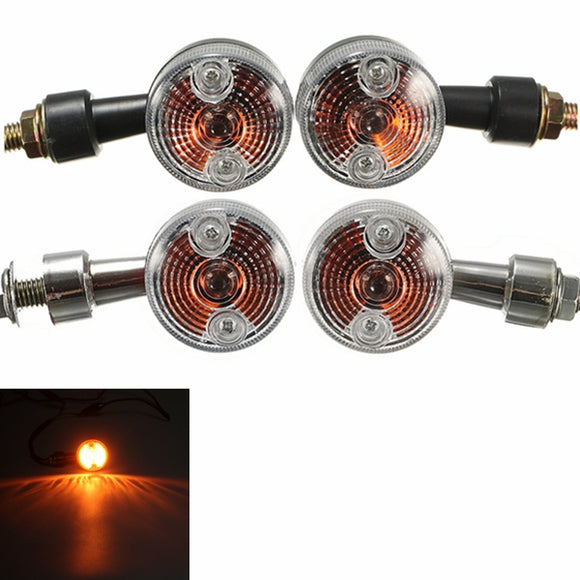 2X Universal Mini Retro Motorcycle Front Turn Signals Lights Indicators Abmer