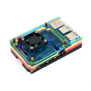 6 Layer Rainbow Case with Cooling Fan and Heatsink for Raspberry Pi 4B