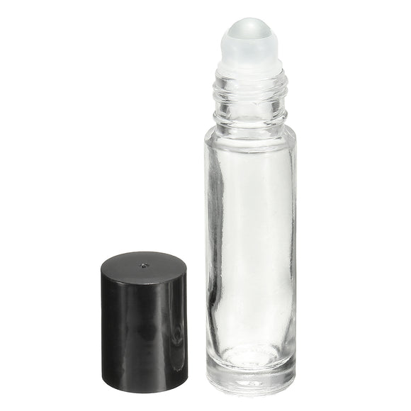 10mL Empty Clear Glass Roll on Bottle Refillable Roller Ball Essential Oil Liquid Bottle