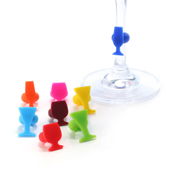 8Pcs Silicone Glass Shape Wine Charm Wine Glasses Cocktail Drinks Maker Bar Tools