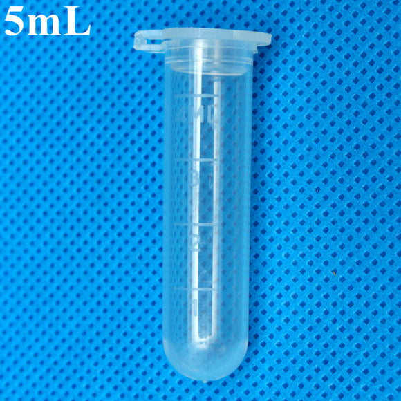 50pcs 5mL Disposable Graduated Clear Plastic Eppendorf Centrifuge Test Tube Vial