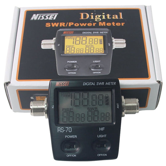 NISSEI RS-70 Digital SWR/Power Meter HF 1.6-60MHz 200W SO239 M Type Connector For Two-way Radio SWR Power Meter Walkie Talkie