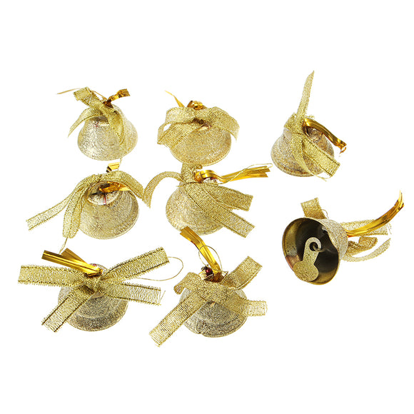 Christmas Tree Decorations Bell 3cm Golden Bowknot Bell 8PCS