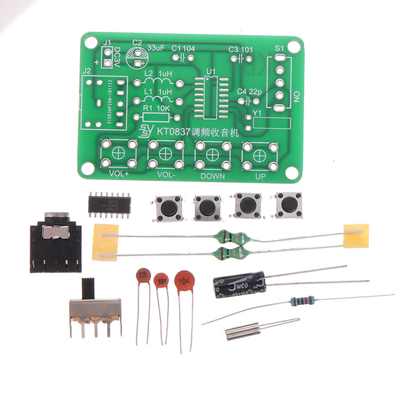 SSY Components + PCB Board + 2 Battery Boxes KT0837 FM Radio Kit Electronic DIY Production Kit Training Welding Parts