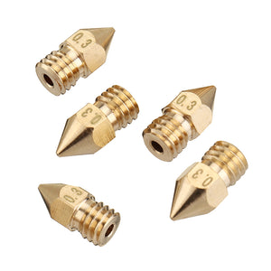 5PCS 1.75mm/0.3mm Copper MK8 Thread Extruder Nozzle For 3D Printer